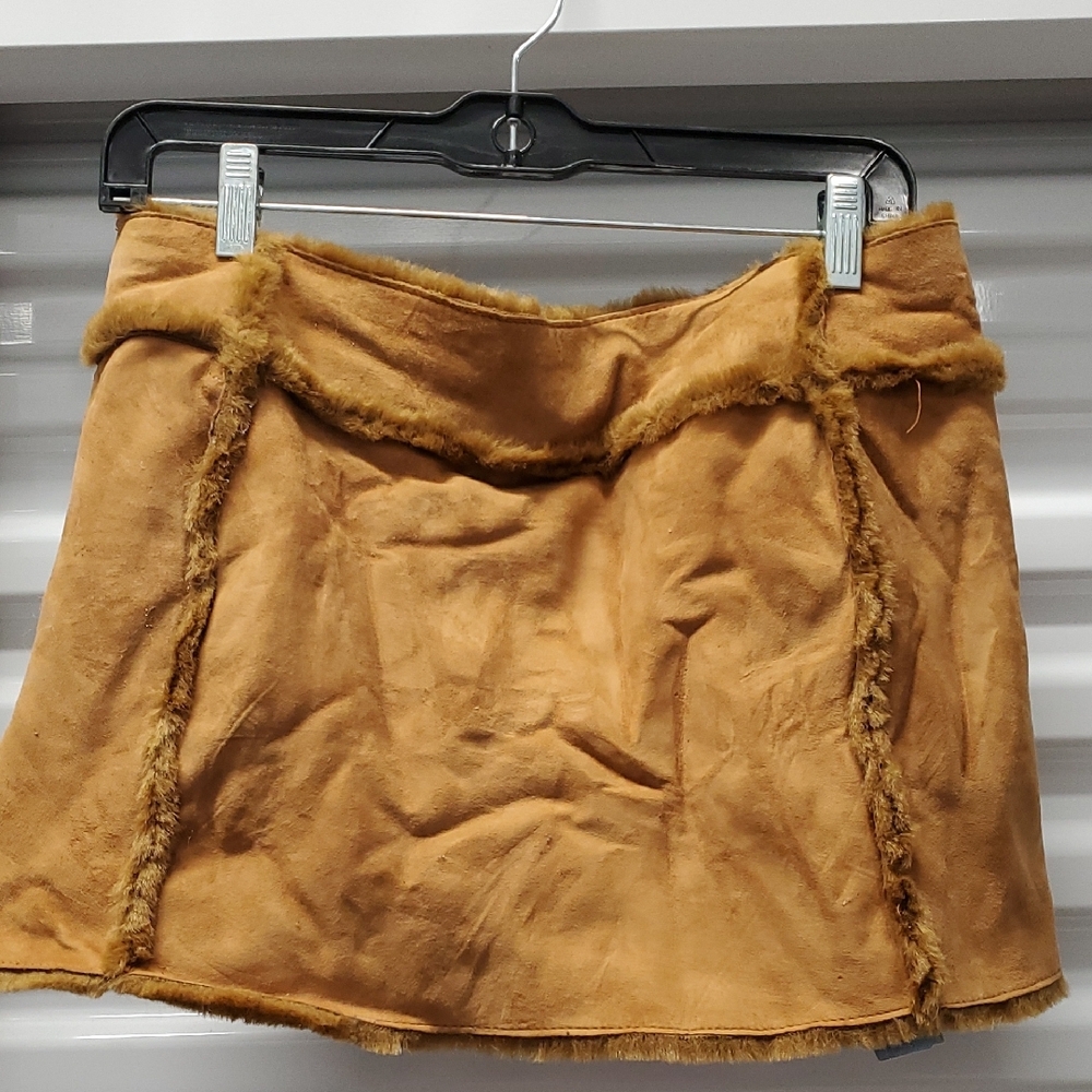 UGG Suede Shearling Inside Tan Mini Skirt